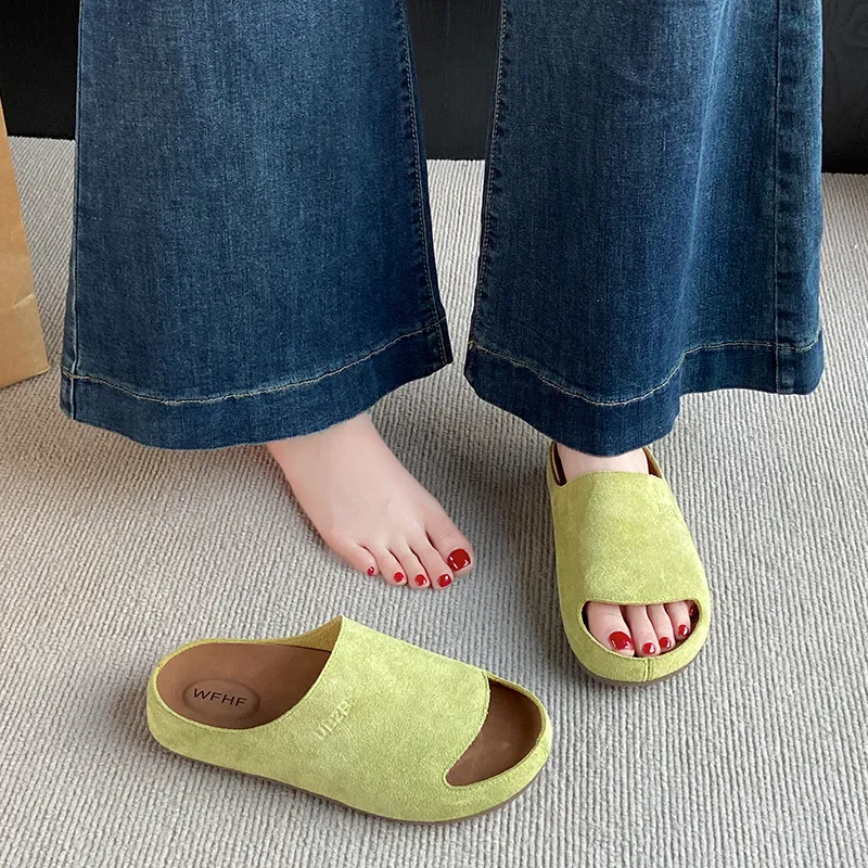AMICNIEGD Rubber Sole Cut Out Slip Resistant Abrasion Resistant Slide Slippers Women's-12