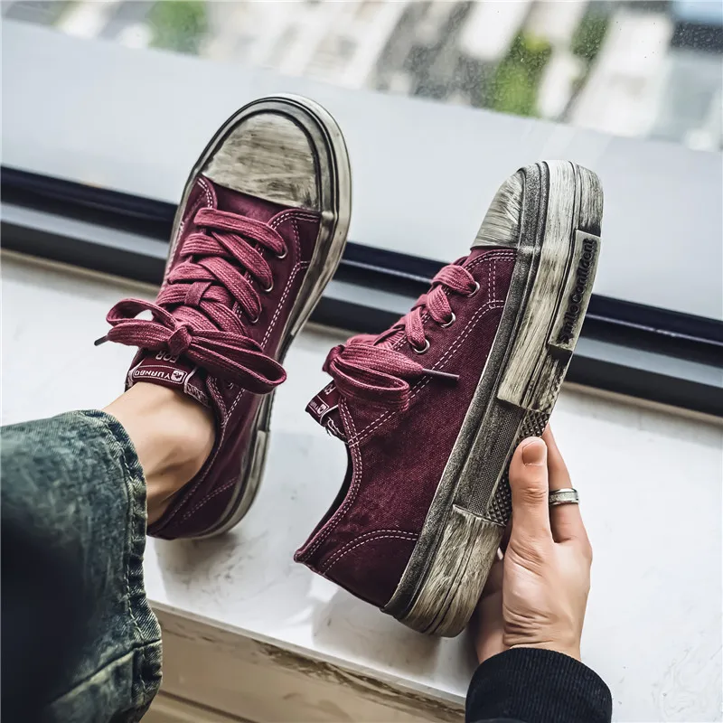 AMICNIEGD Breathable And Slip Resistant Low Top Canvas Shoes Men's-8