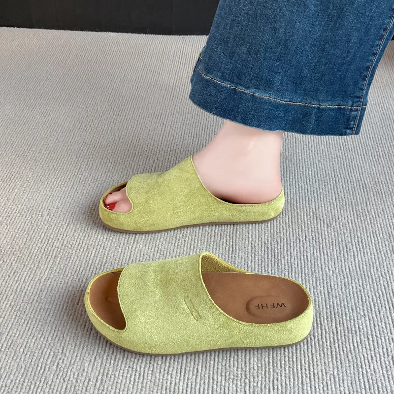 AMICNIEGD Rubber Sole Cut Out Slip Resistant Abrasion Resistant Slide Slippers Women's-11