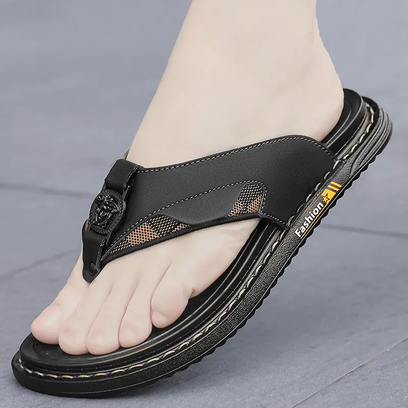 AMICNIEGD Abrasion Resistant Slip Resistant Antibacterial Flip Flops Men's-3