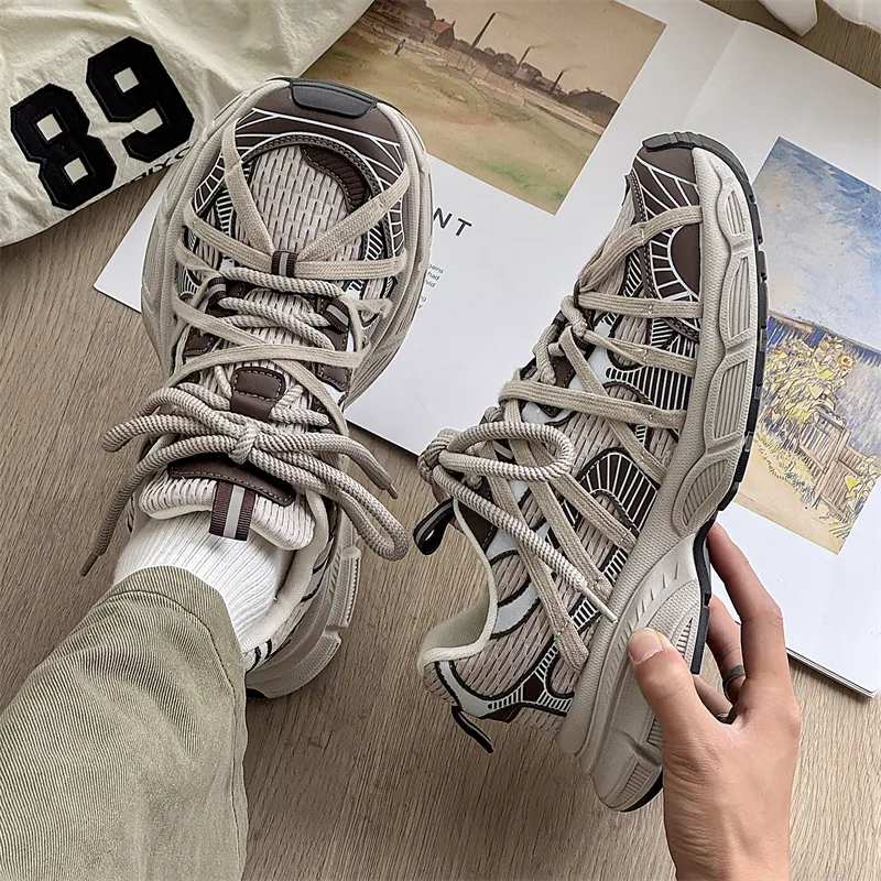 AMICNIEGD Breathable, Slip Resistant, And Abrasion Resistant Low Top Chunky Sneakers Men's-13