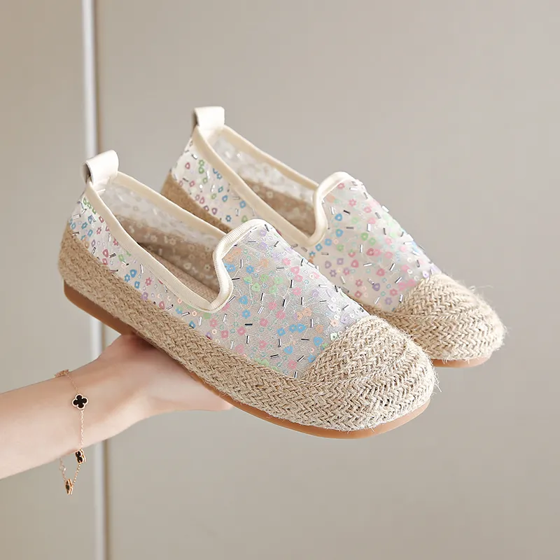 AMICNIEGD Espadrilles Women's Beige/Multicolor-7