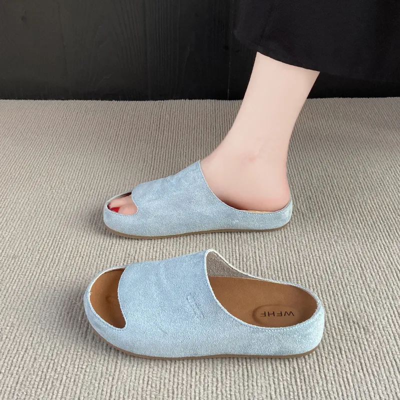 AMICNIEGD Rubber Sole Cut Out Slip Resistant Abrasion Resistant Slide Slippers Women's-15
