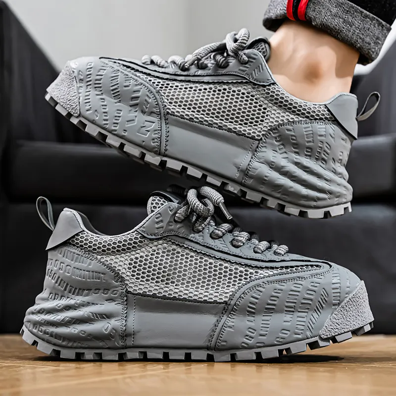 AMICNIEGD Breathable And Wear resistant Low Top Chunky Sneakers Men's-12