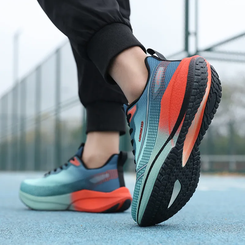 AMICNIEGD Running Shoes Men Low Top Beige Black Orange/Cyan Ink Green/Sky Blue-14