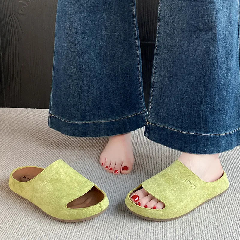 AMICNIEGD Rubber Sole Cut Out Slip Resistant Abrasion Resistant Slide Slippers Women's-13