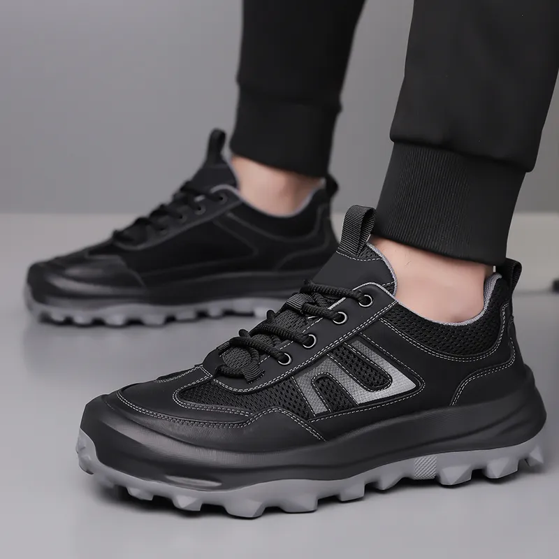 AMICNIEGD Running Shoes Men Low Top Black/White-3