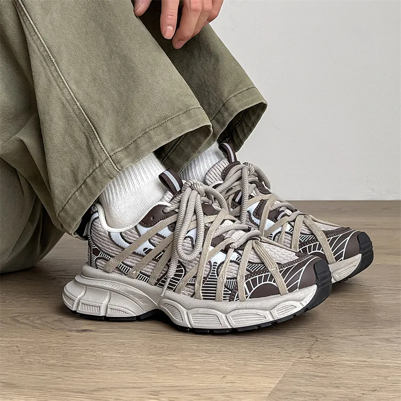 AMICNIEGD Breathable, Slip Resistant, And Abrasion Resistant Low Top Chunky Sneakers Men's-15