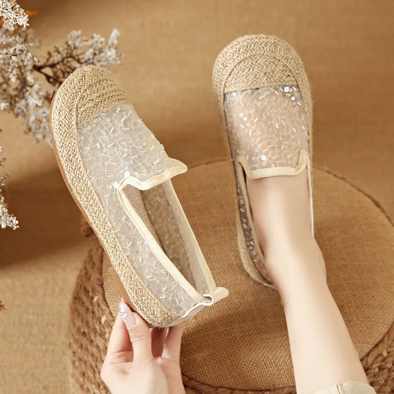 AMICNIEGD Espadrilles Women's Beige/Multicolor-1