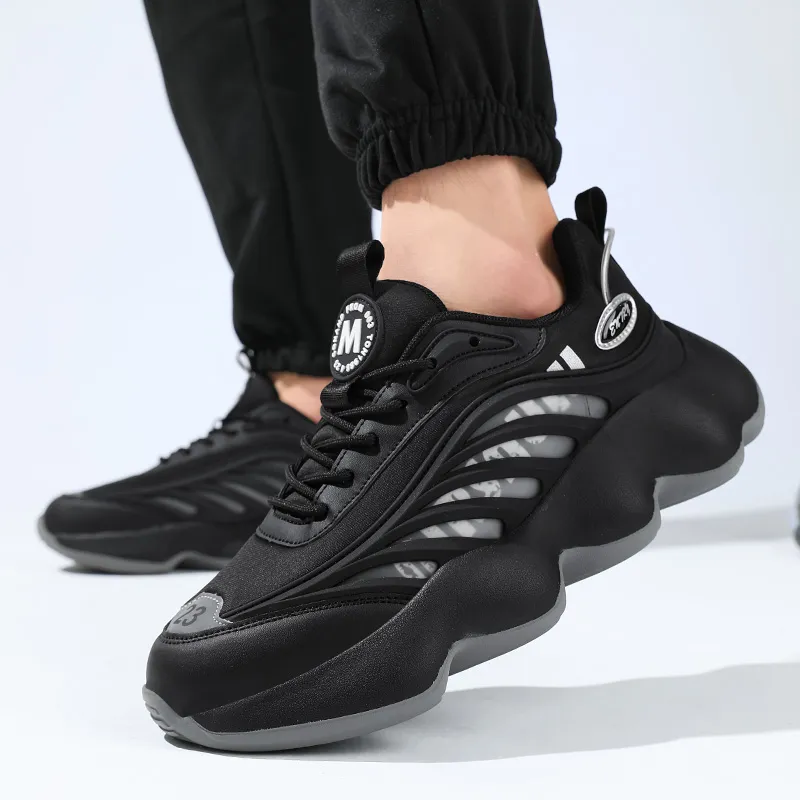AMICNIEGD Slip Resistant, Abrasion Resistant, Breathable Low Top Chunky Sneakers Men's-1
