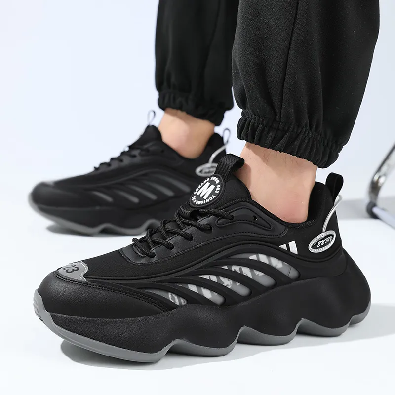 AMICNIEGD Slip Resistant, Abrasion Resistant, Breathable Low Top Chunky Sneakers Men's-2
