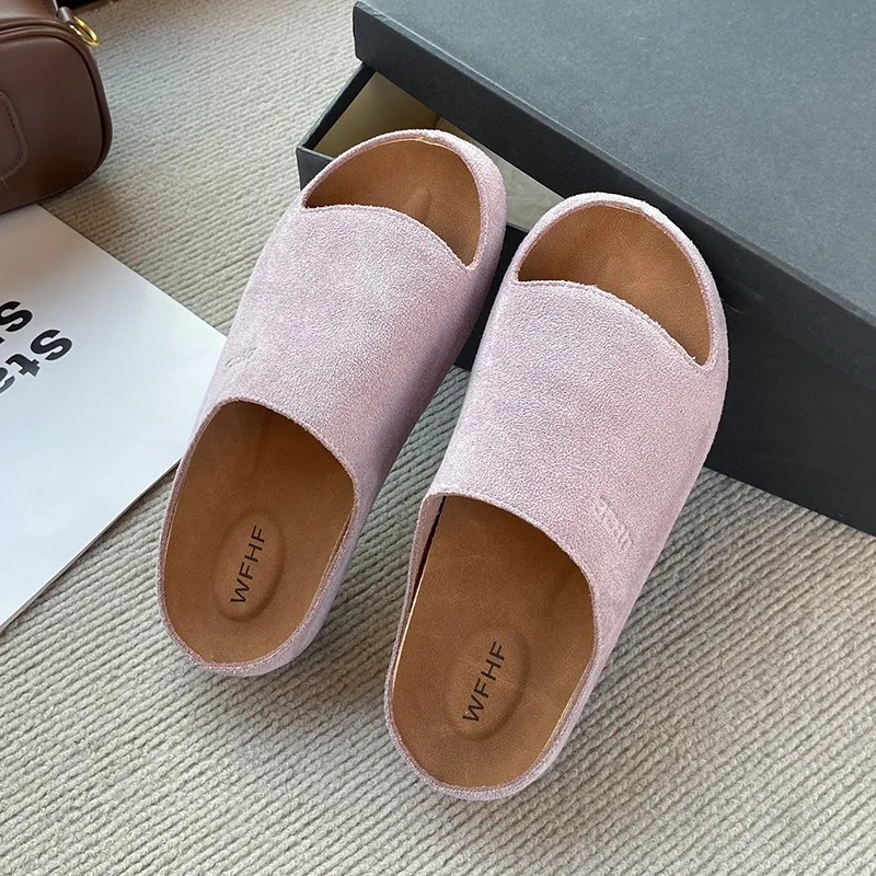 AMICNIEGD Rubber Sole Cut Out Slip Resistant Abrasion Resistant Slide Slippers Women's-19