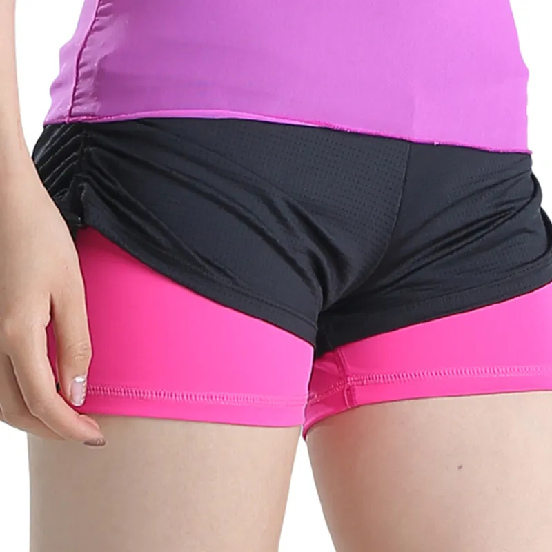 Lulifama Yoga Shorts Women's Rose Black Red-1