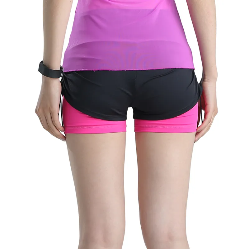 Lulifama Yoga Shorts Women's Rose Black Red-3