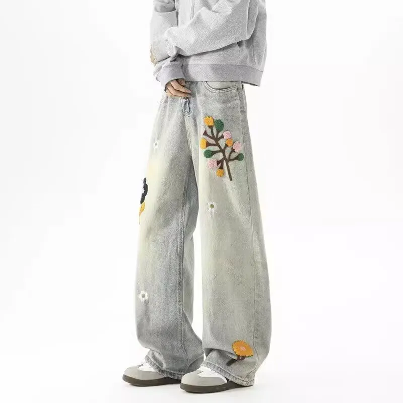 Lulifama Jeans Unisex Floral Blue-1