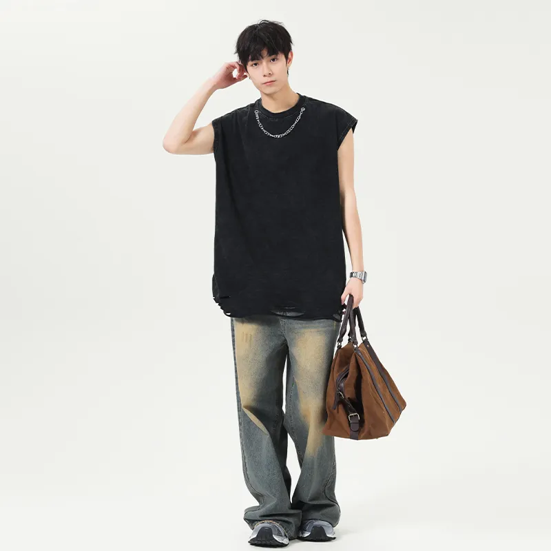 Lulifama Tank Top Unisex Washed Black-2