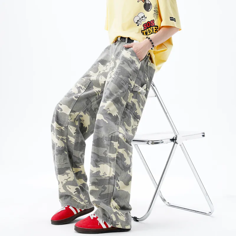 Lulifama Cargo Pants Unisex Yellow Camouflage-3