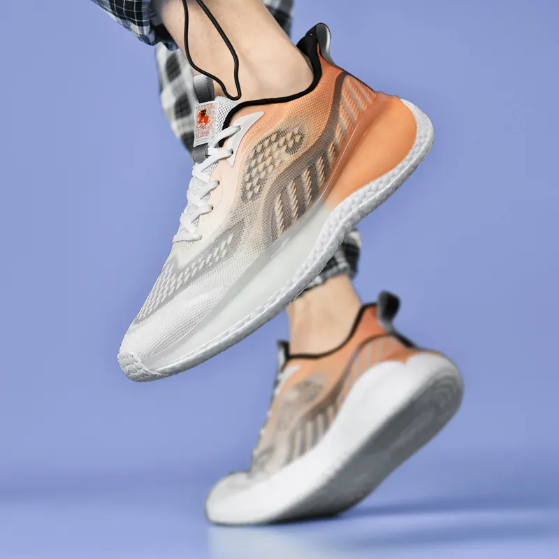 POLUDIYIPI Yipao Running Shoes Unisex Low Top Emmaus Orange/White Mist Blue/Lime Green-10