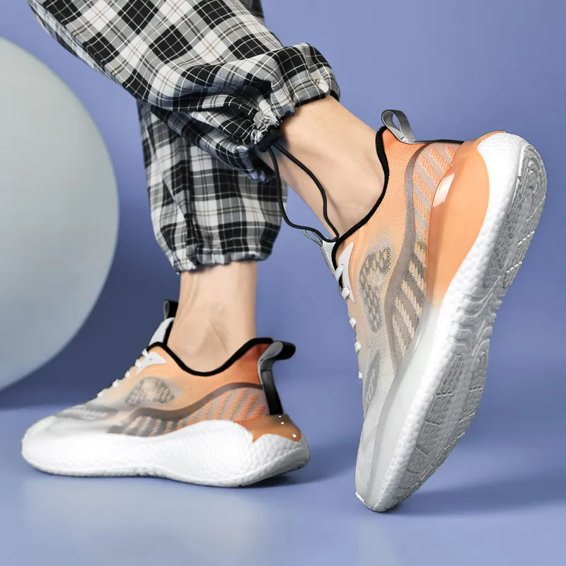 POLUDIYIPI Yipao Running Shoes Unisex Low Top Emmaus Orange/White Mist Blue/Lime Green-11
