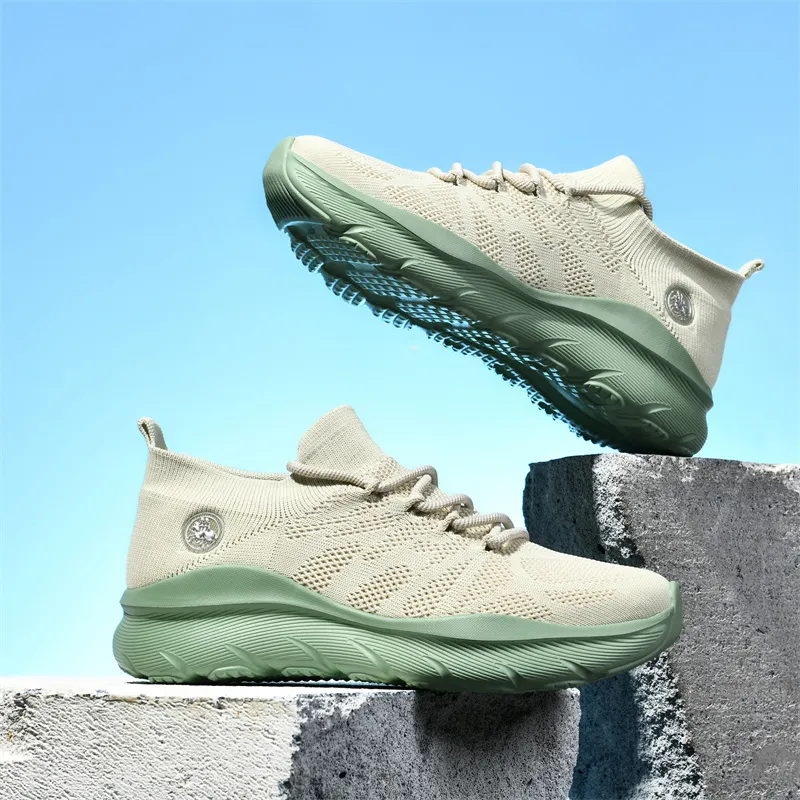 POLUDIYIPI Breathable Anti Slip And Wear Resistant Mid Top Casual City Commute Running Shoes Unisex Wild Journey Green-2