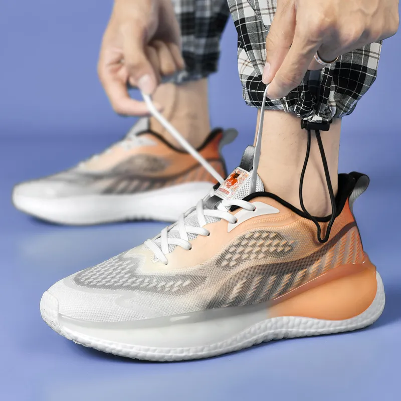 POLUDIYIPI Yipao Running Shoes Unisex Low Top Emmaus Orange/White Mist Blue/Lime Green-14