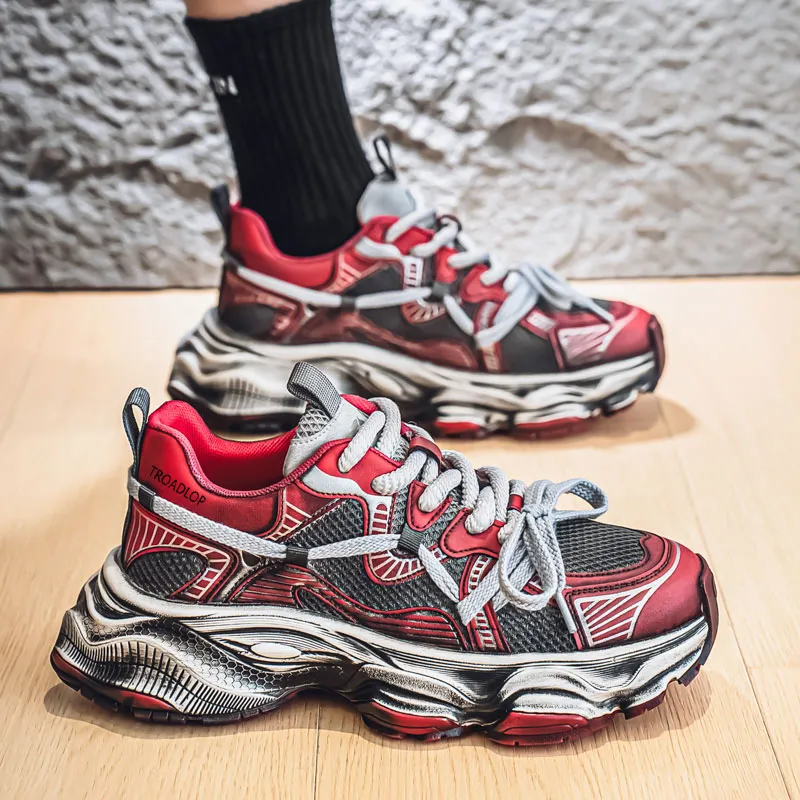 TROADLOP Shock Absorbers Slip Resistant Breathable Low Top Chunky Sneakers Men's-12