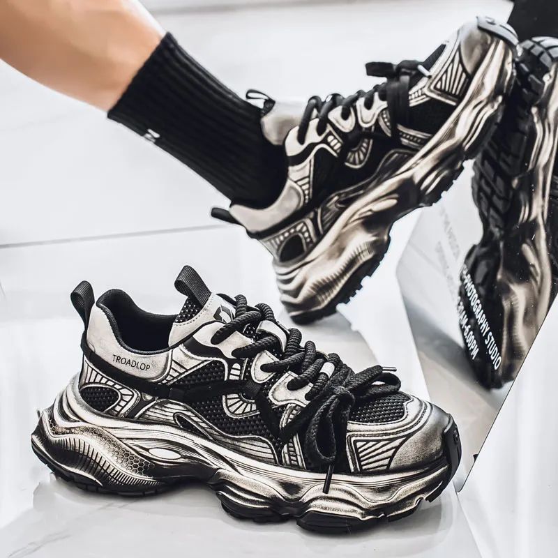 TROADLOP Shock Absorbers Slip Resistant Breathable Low Top Chunky Sneakers Men's-1