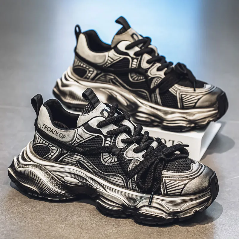 TROADLOP Shock Absorbers Slip Resistant Breathable Low Top Chunky Sneakers Men's-2