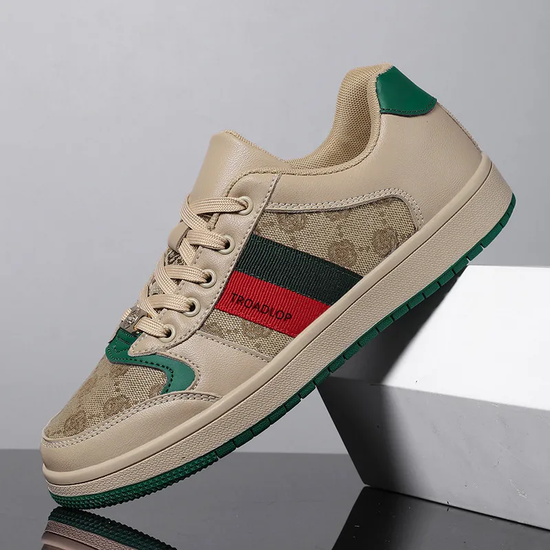 TROADLOP Low Top Skateboard Shoes Unisex Beige Green-1