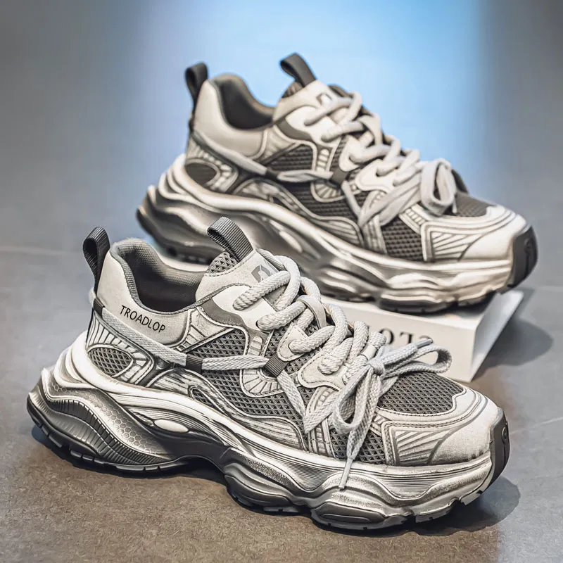 TROADLOP Shock Absorbers Slip Resistant Breathable Low Top Chunky Sneakers Men's-6
