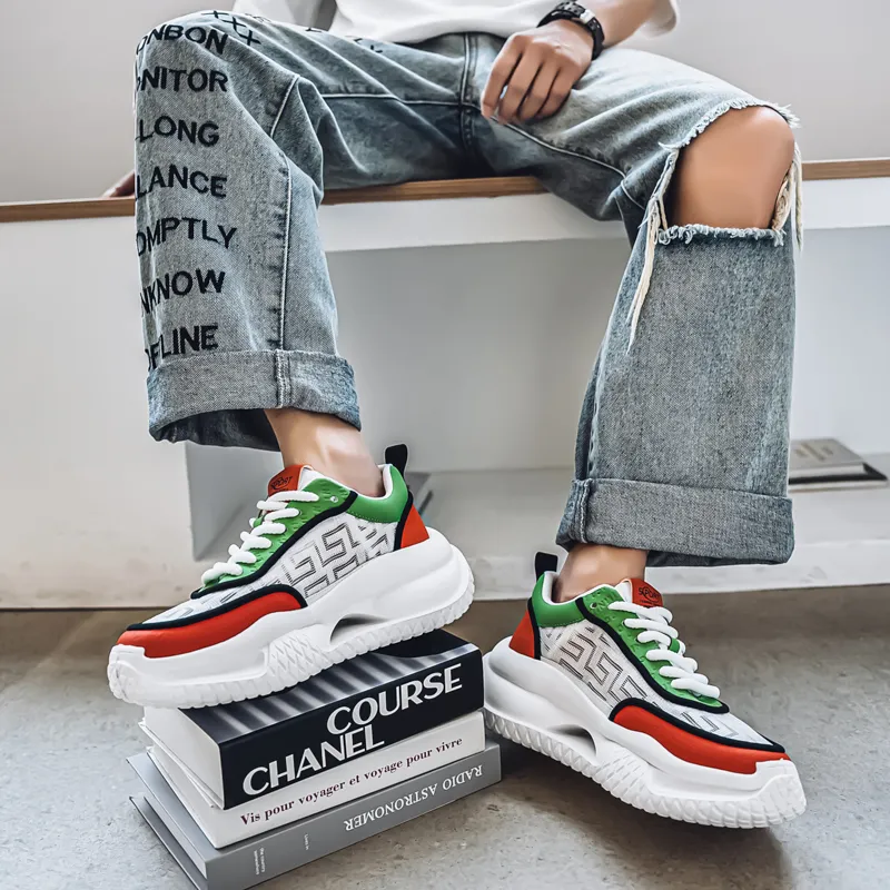 TROADLOP Abrasion Resistant Lightweight Height Increasing Quick Dry Low Top Chunky Sneakers Men's-3
