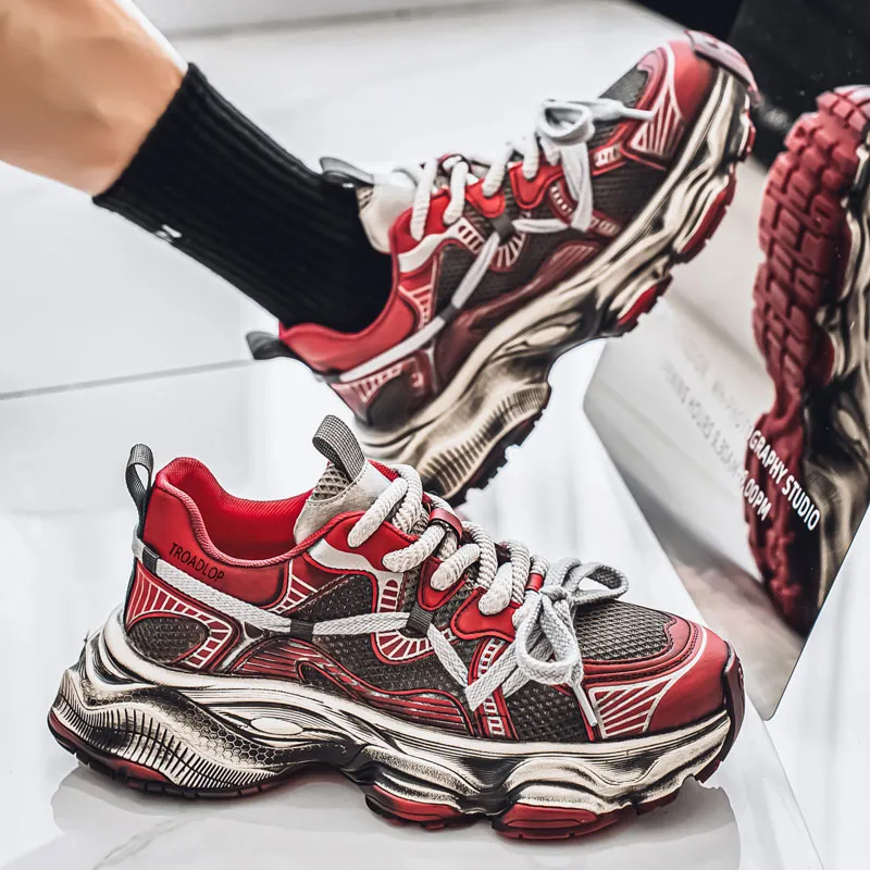 TROADLOP Shock Absorbers Slip Resistant Breathable Low Top Chunky Sneakers Men's-10