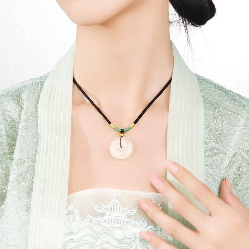 ZXIN JEWELRY Hetian Jade Pendants Pale Greenish White Jade Women's-5