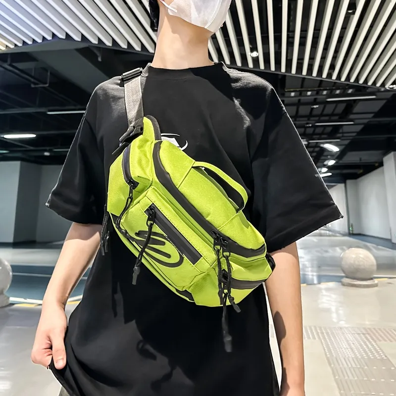 Shouldcat Oxford Sling Bag Unisex Black White/Black & Orange & Green-7