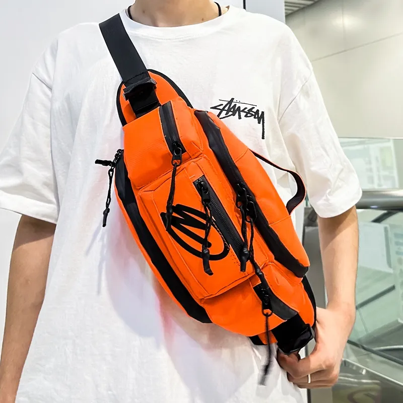 Shouldcat Oxford Sling Bag Unisex Black White/Black & Orange & Green-4