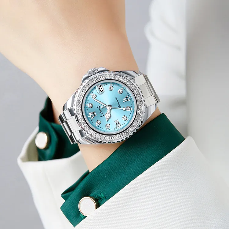 Labaoli Mechanical Movement Steel Strap Watch Unisex Green Dial-5