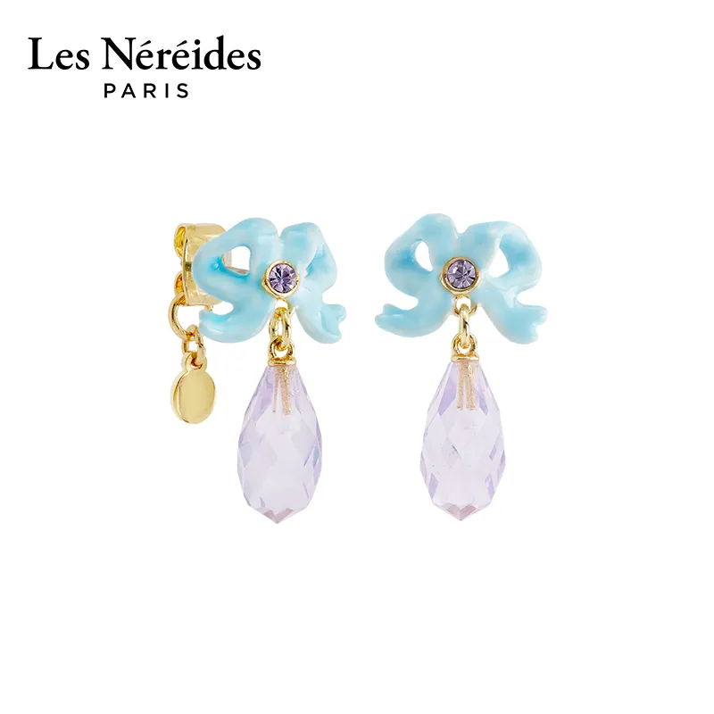 LES NEREIDES Gold Plated Earrings Women's Blue Purple-2