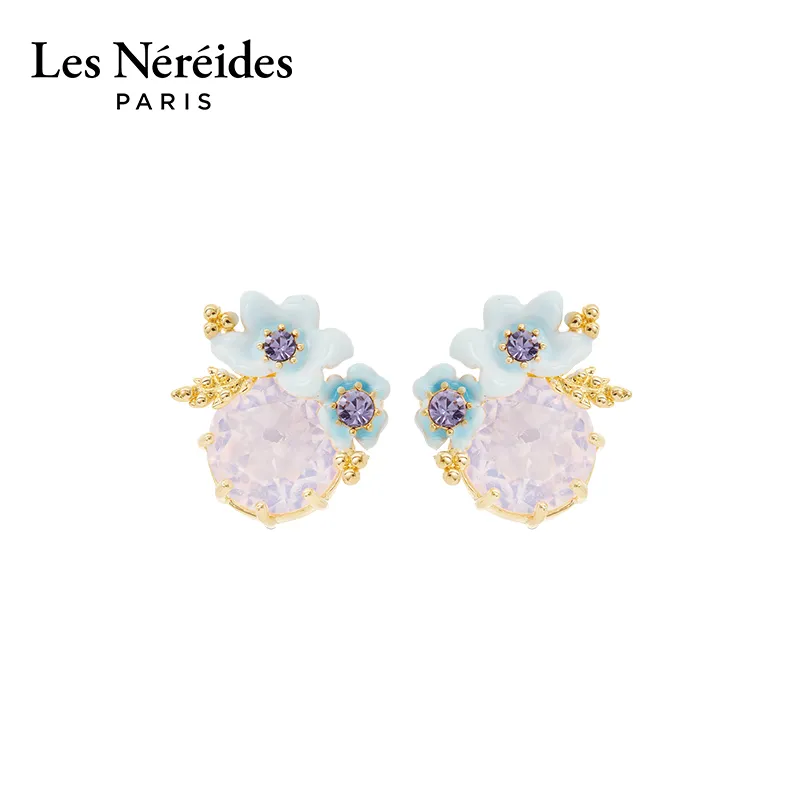 LES NEREIDES Gold Plated Stud Earrings Women's Blue-2
