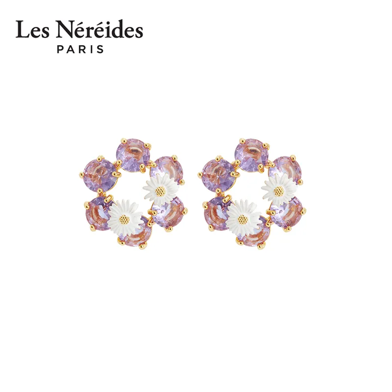 LES NEREIDES Gold Plated Brass, Enamel, Glass Earrings Women's Purple-4