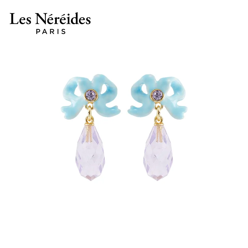 LES NEREIDES Gold Plated Earrings Women's Blue Purple-1