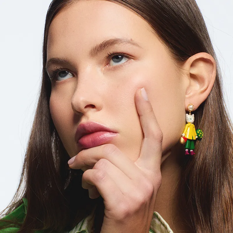 LES NEREIDES Gold Plated Earrings Women's Yellow-4