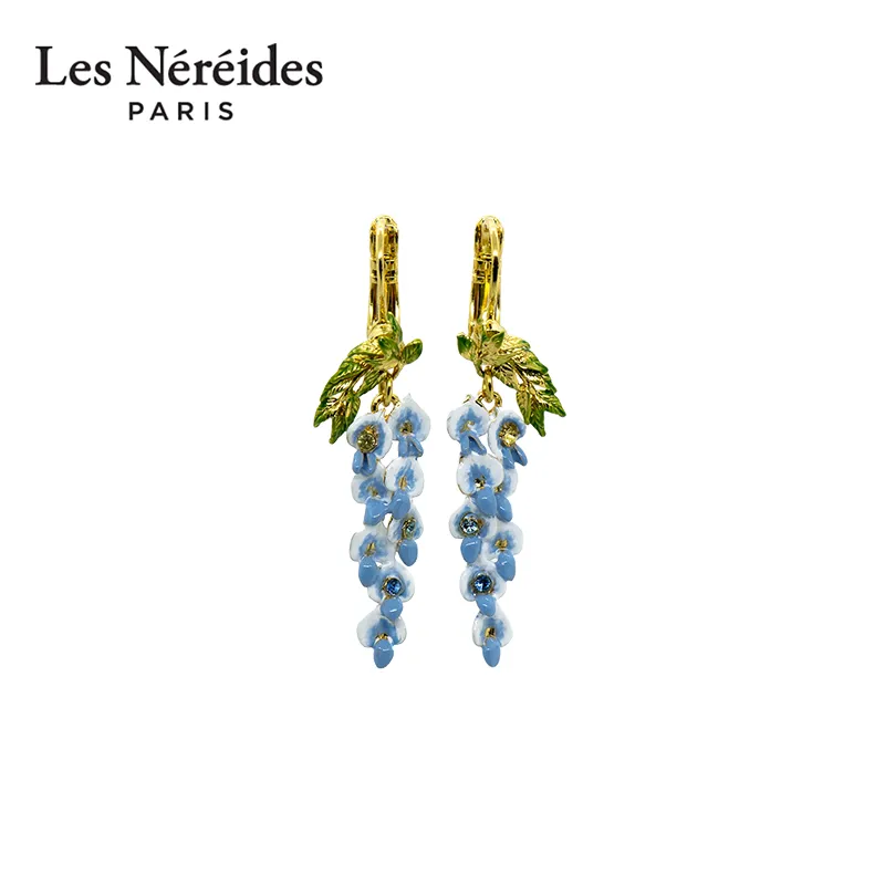 LES NEREIDES Gold Plated Clip On Earrings Women's Blue-3