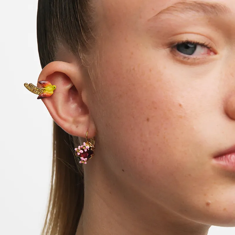 LES NEREIDES Gold Plated Clip On Earrings Women's Pink-3