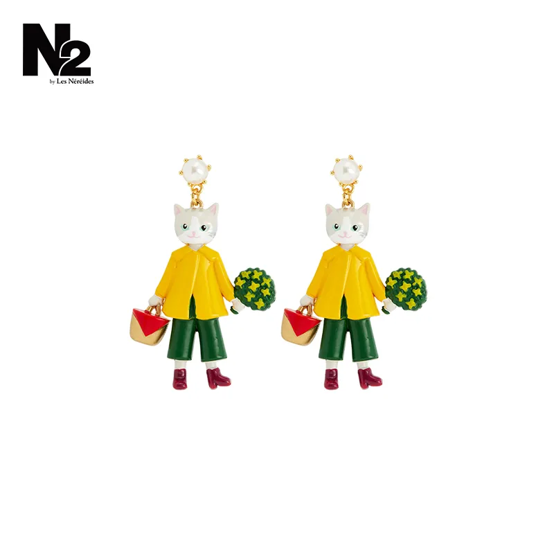 LES NEREIDES Brass Clip On Earrings Women's Yellow-3