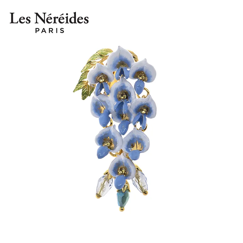 LES NEREIDES Gold Plated Clip On Earrings Women's Blue-2
