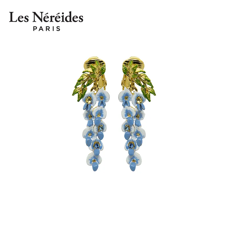 LES NEREIDES Gold Plated Stud Earrings Women's Blue-1
