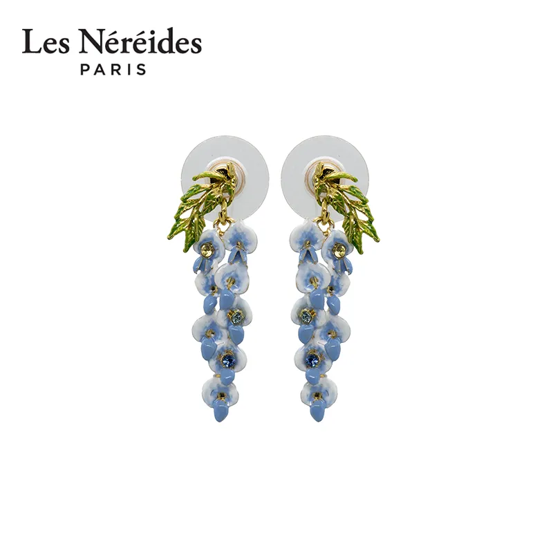 LES NEREIDES Gold Plated Stud Earrings Women's Blue-2