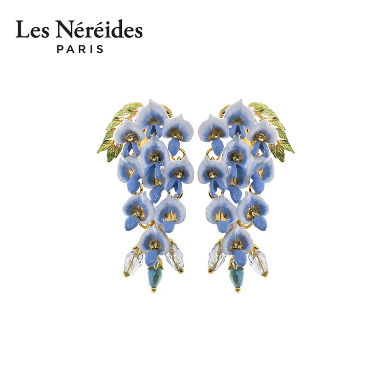LES NEREIDES Gold Plated Clip On Earrings Women's Blue-1