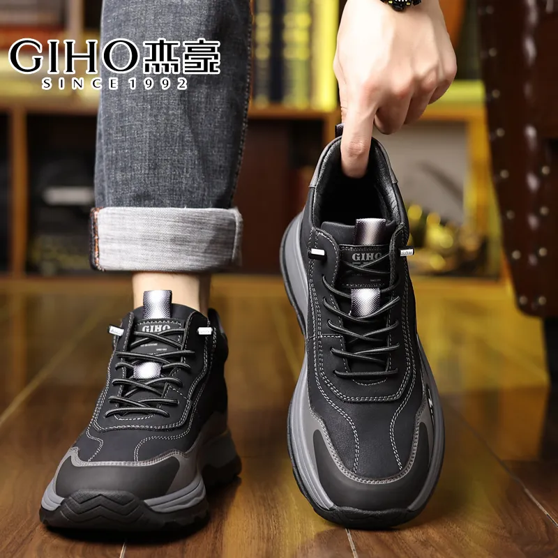GIHO Insulated Shoe Warm Mid-Top Casual Shoes Men's Black-12