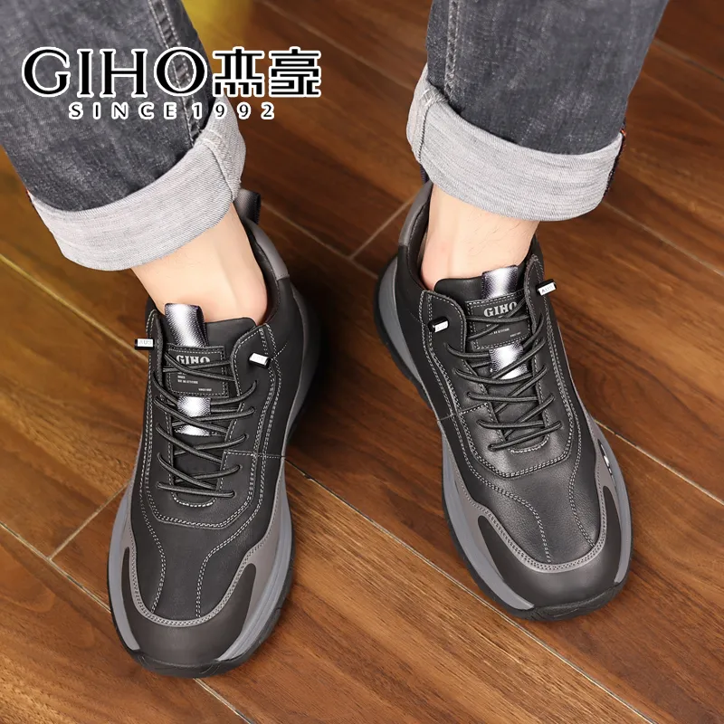 GIHO Insulated Shoe Warm Mid-Top Casual Shoes Men's Black-5